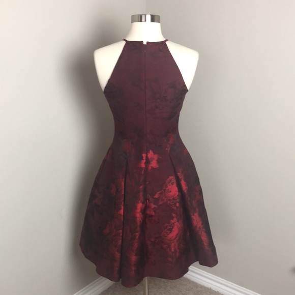 WHBM Burgundy Rose Jacquard Dress - Picture 5 of 10